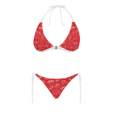 sushi pattern red background Sexy Bikinis Two-Piece Swimsuits