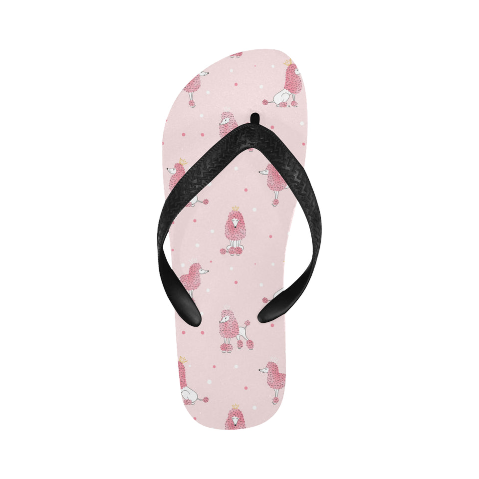Poodle dog pink color theme Unisex Flip Flops