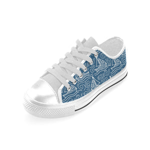 Hand drawn sailboat pattern Men's Low Top Shoes White