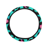 Green leopard skin print pattern Car Steering Wheel Cover