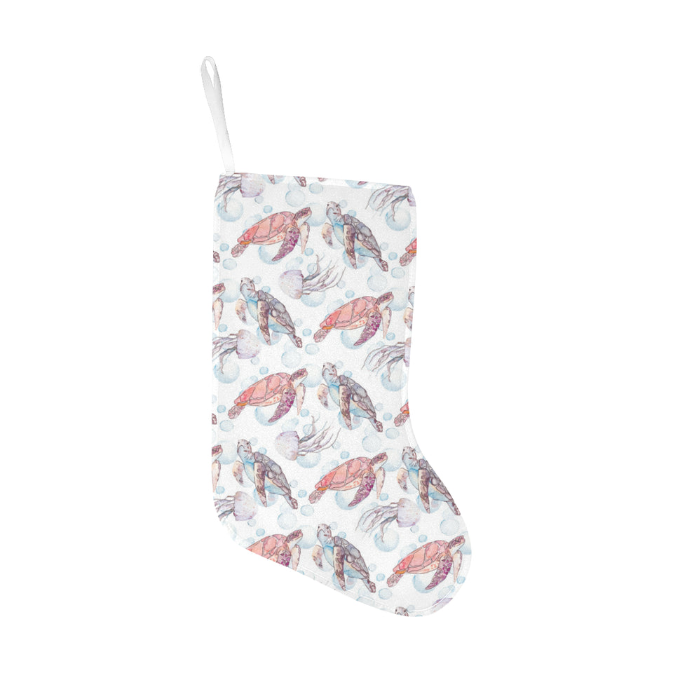 Watercolor sea turtle jellyfish pattern Christmas Stocking