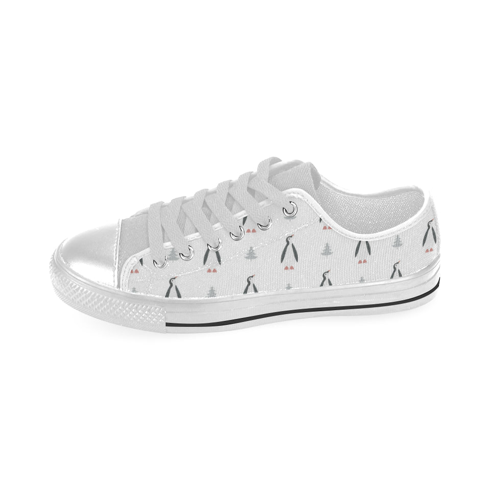 Penguin pattern Men's Low Top Shoes White