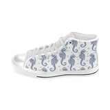 Seahorse pattern background Men's High Top Canvas Shoes White