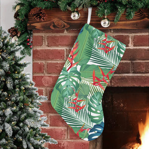 heliconia palm and monstera leaves pattern Christmas Stocking