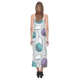 Bowling ball and pin gray background V-Neck Open Fork Long Dress