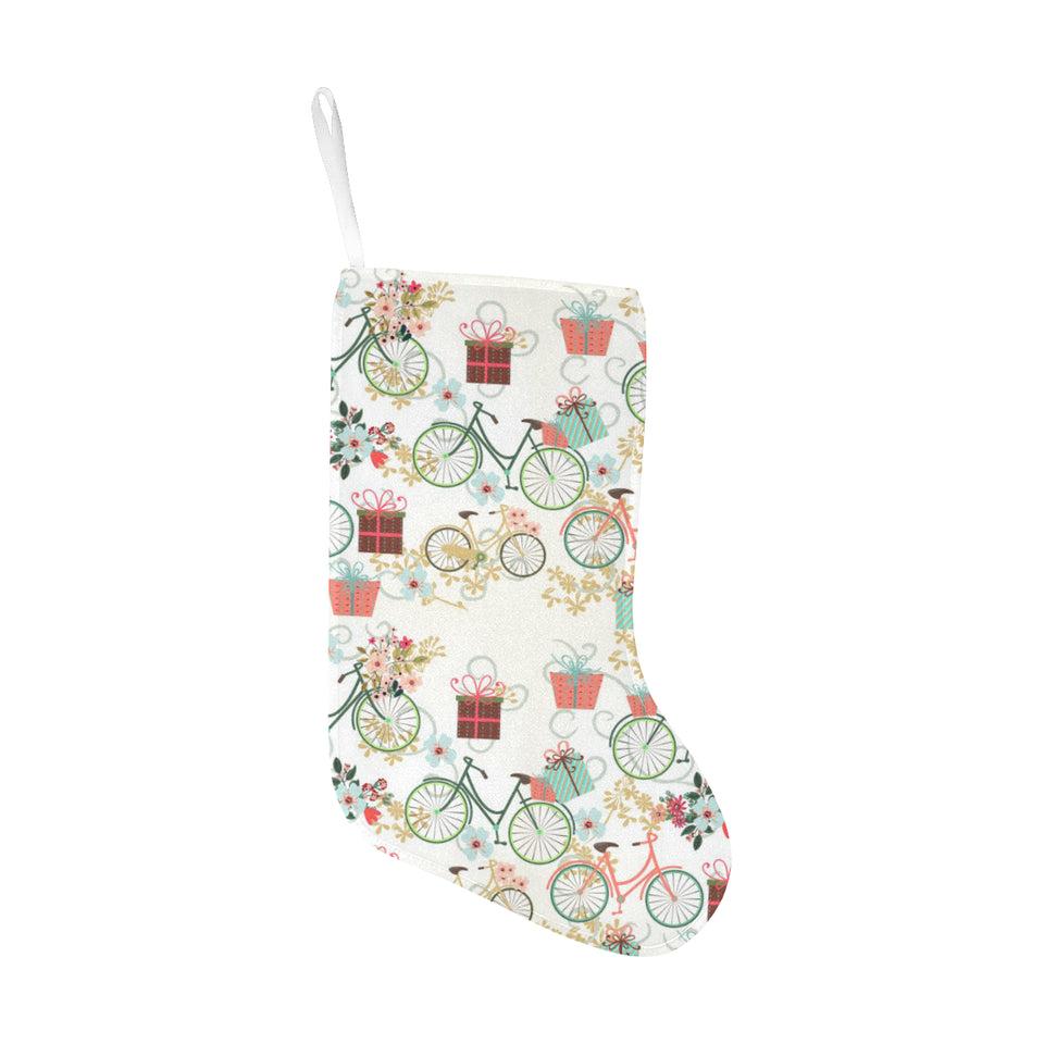 Bicycle Pattern Print Design 05 Christmas Stocking
