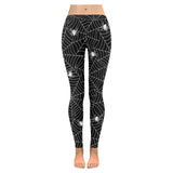 Spider web design pattern Black background white c Women's Legging Fulfilled In US