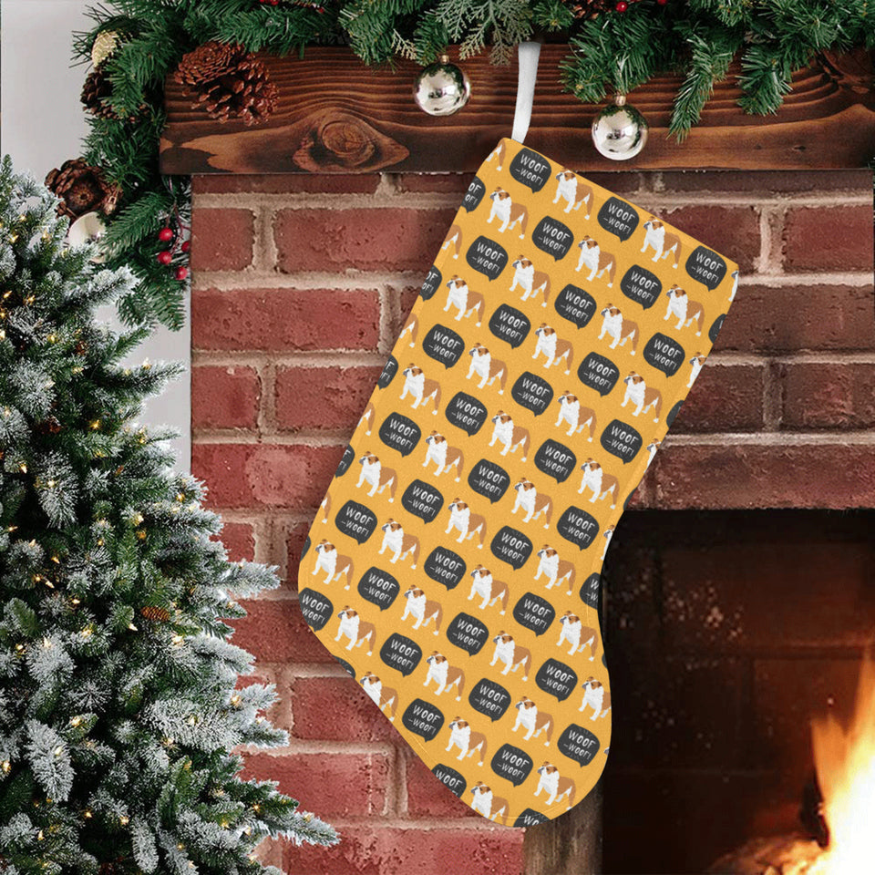 English Bulldog Pattern Print Design 04 Christmas Stocking