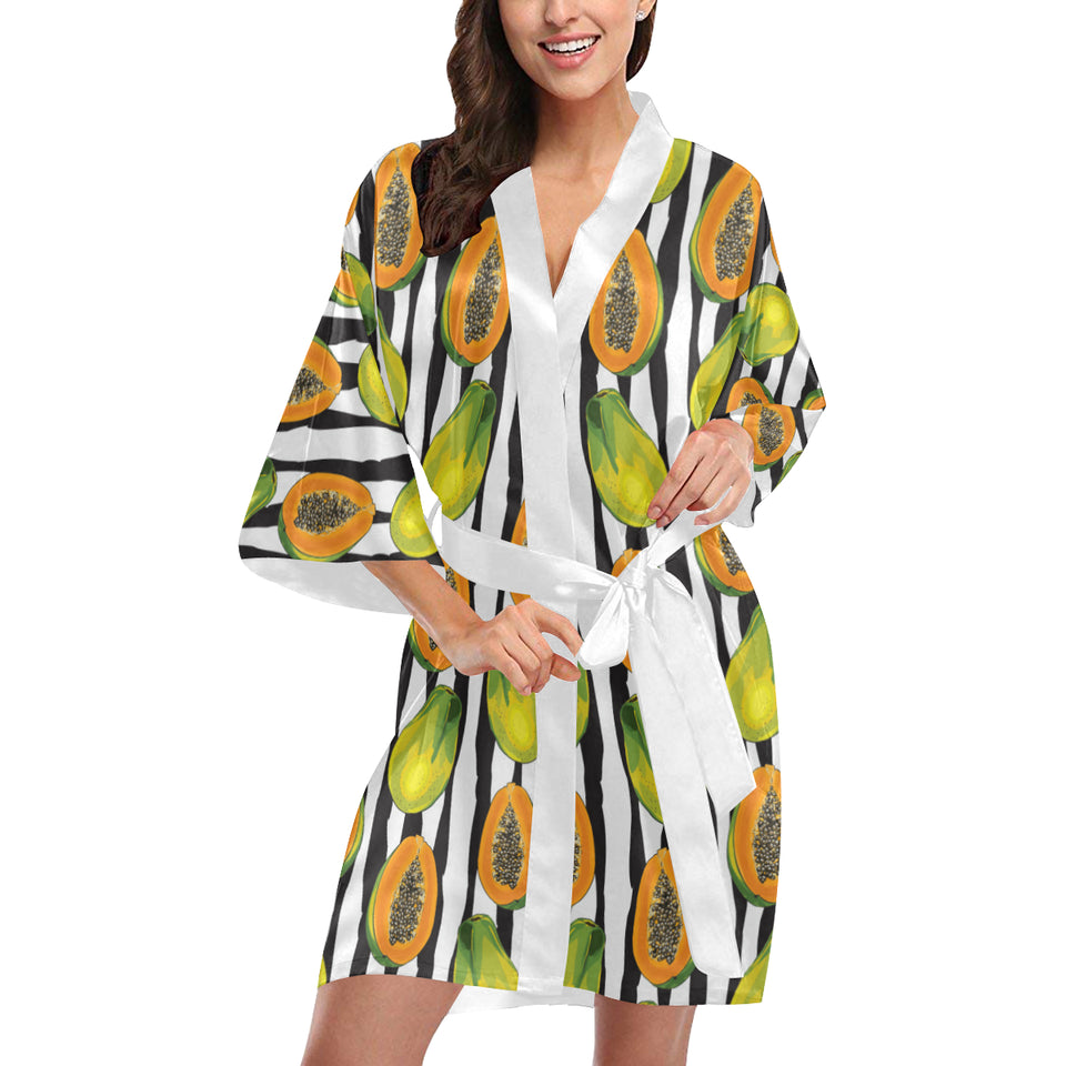 papaya design pattern Women's Short Kimono Robe