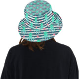 Cute octopuses heart striped background Unisex Bucket Hat