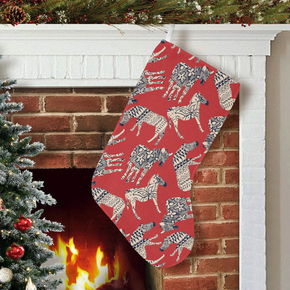Zebra abstract red background Christmas Stocking