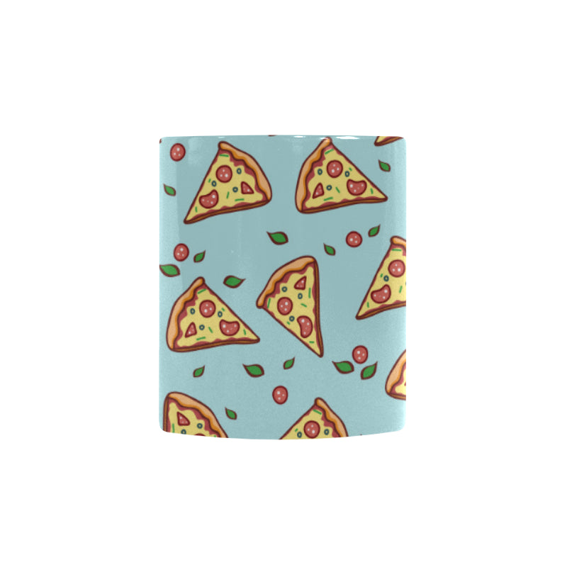 Hand drawn pizza blue background Morphing Mug Heat Changing Mug