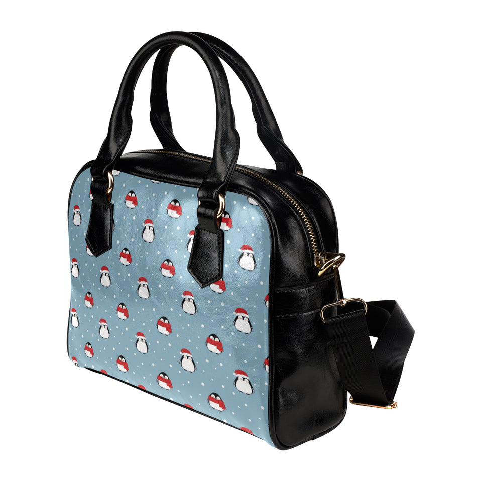 Cute penguin christmas snow pattern Shoulder Handbag