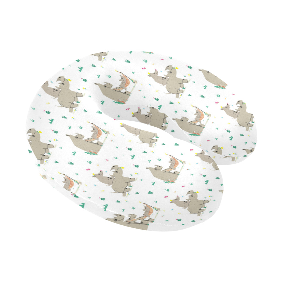 Cute Rhino pattern background U-Shaped Travel Neck Pillow