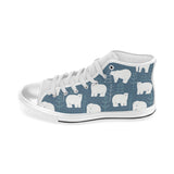 polar bear mother her child pattern Women's High Top Canvas Shoes White