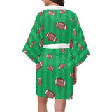 American football ball field background Women's Short Kimono Robe