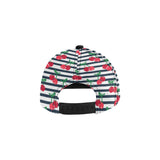 Hand drawn cherry pattern striped background All Over Print Snapback Cap