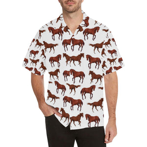 Horses running pattern background Men's All Over Print Hawaiian Shirt