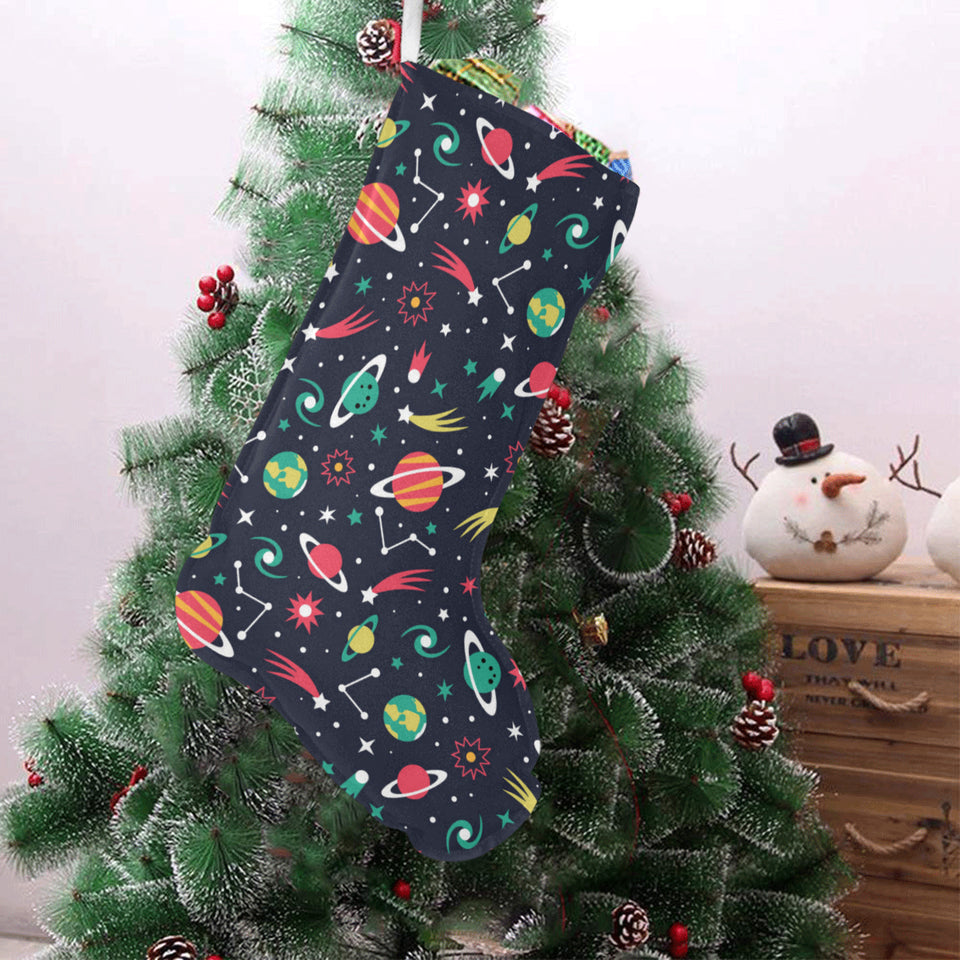 colorful space pattern planet star Christmas Stocking