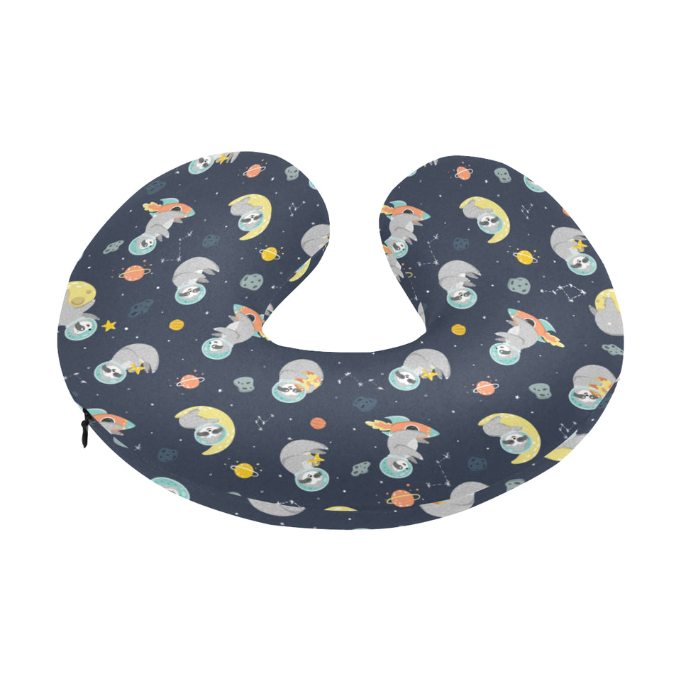 Cute sloth astronaut star planet rocket pattern U-Shaped Travel Neck Pillow