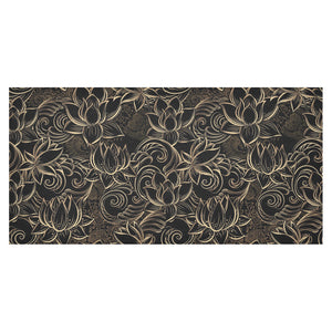 luxurious gold lotus waterlily black background Tablecloth