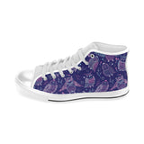 Cute owls pattern boho style ornament Men's High Top Canvas Shoes White