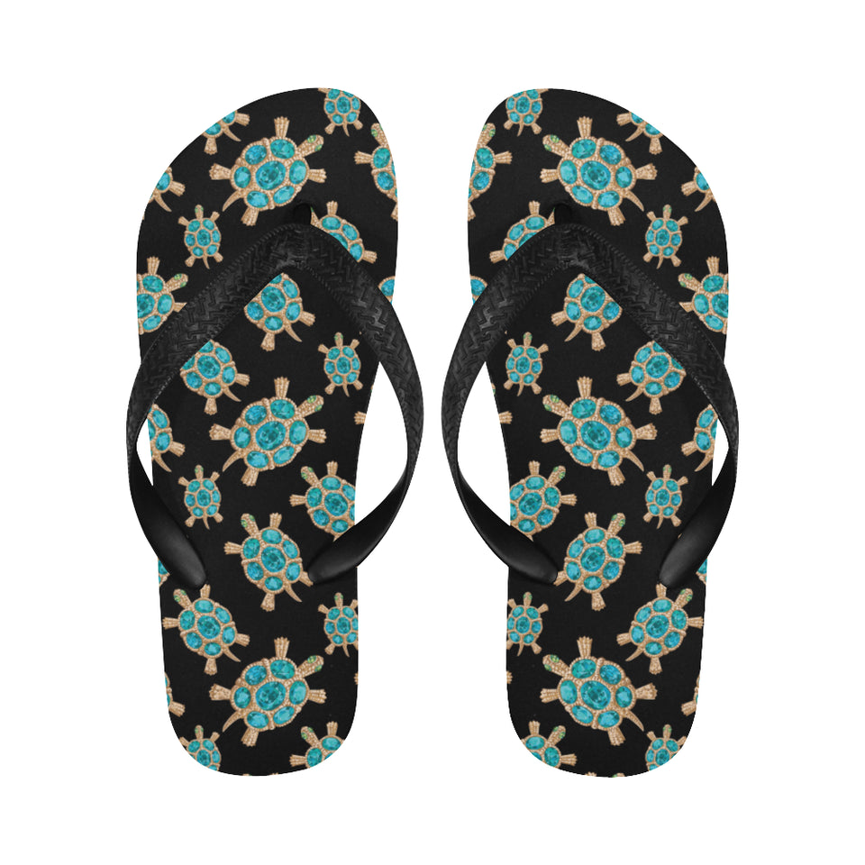 Sea turtle blue stone pattern Unisex Flip Flops