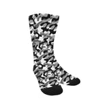 Black white camouflage pattern Crew Socks
