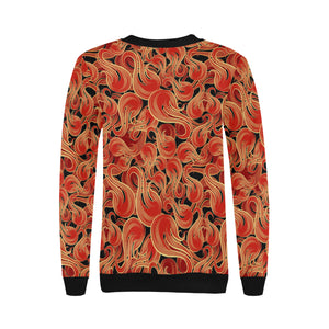 Fire flame pattern Women's Crew Neck Sweatshirt