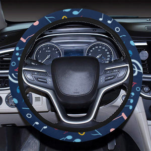 Music Notes Pattern Print Design 03 Car Steering Wheel Cover