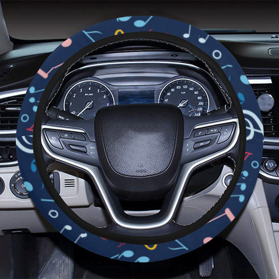 Music Notes Pattern Print Design 03 Car Steering Wheel Cover