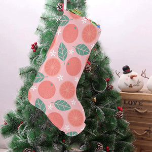 Grapefruit leaves flower pink background Christmas Stocking