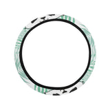Panda pattern tropical leaves background Car Steering Wheel Cover