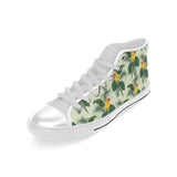 Beautiful parrot palm leaves pattern Men's High Top Canvas Shoes White