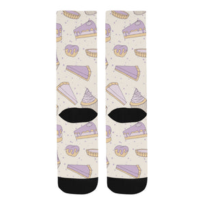 Cakes pies tarts muffins and eclairs purple bluebe Crew Socks