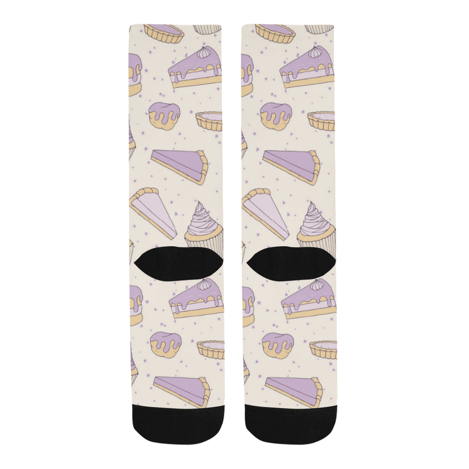 Cakes pies tarts muffins and eclairs purple bluebe Crew Socks