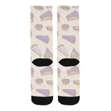 Cakes pies tarts muffins and eclairs purple bluebe Crew Socks