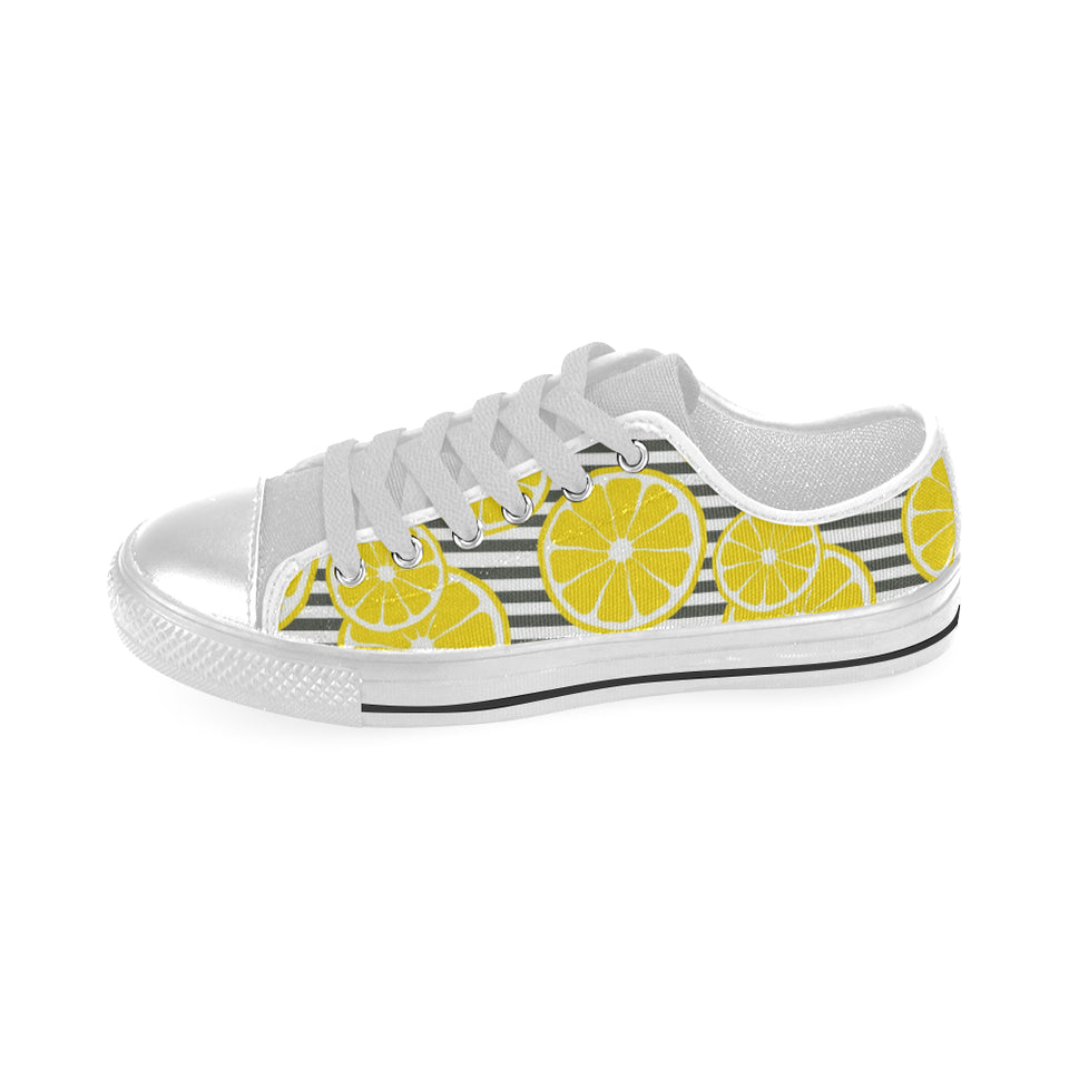 slice of lemon design pattern Men's Low Top Canvas Shoes White