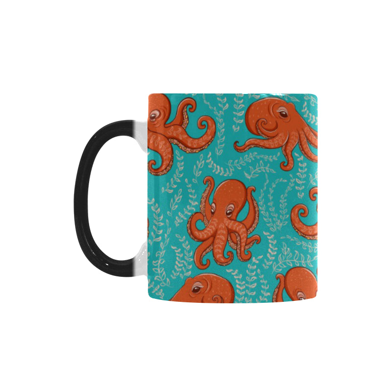 Octopus turquoise background Morphing Mug Heat Changing Mug