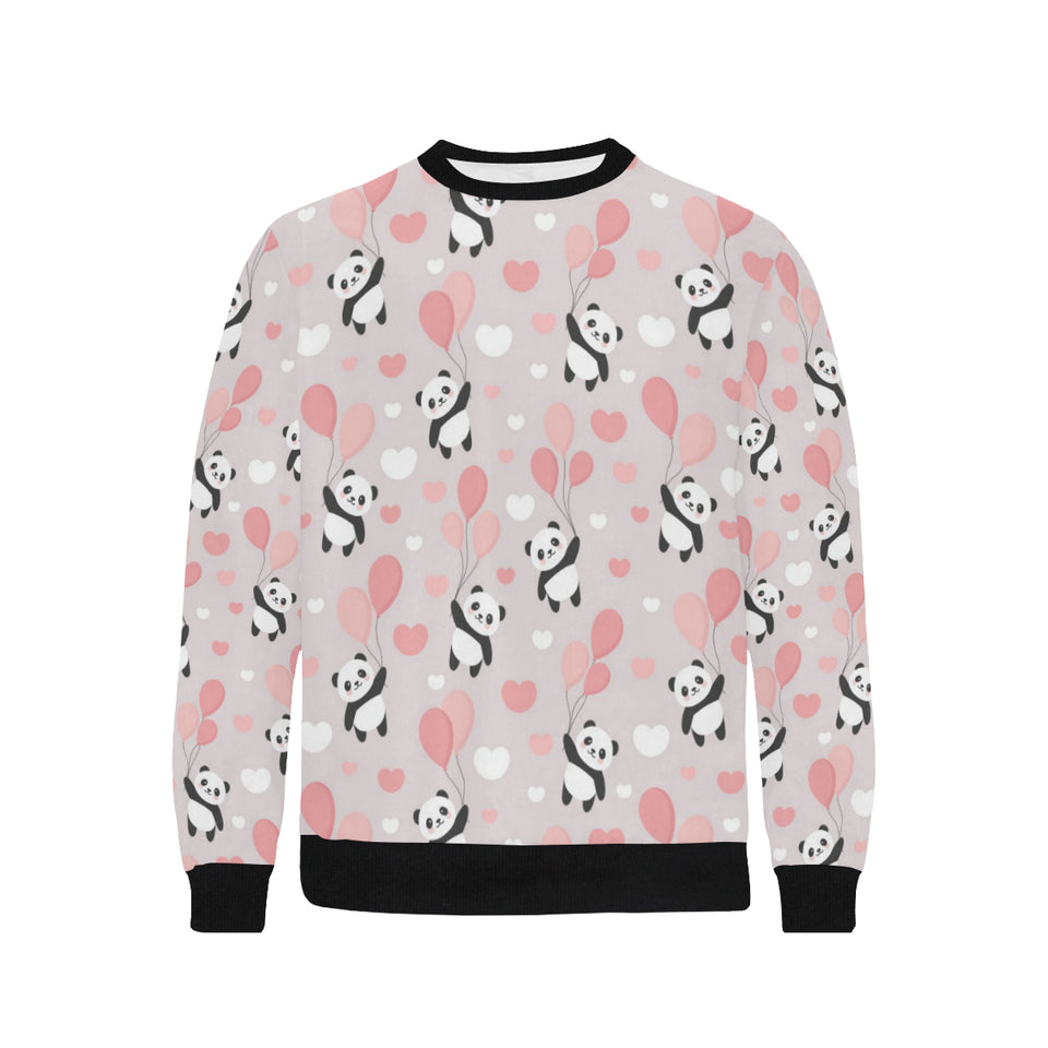 Cute panda ballon heart pattern Men's Crew Neck Sweatshirt