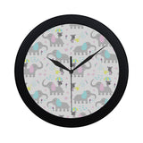 Cute elephant mouse pattern Elegant Black Wall Clock