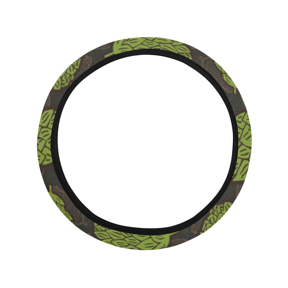 Hop pattern black background Car Steering Wheel Cover
