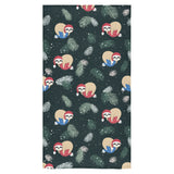 Cute sloths sleeping christmas ball santa hat patt Bath Towel