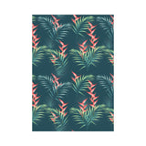 heliconia flowers, palm and monstera leaves on bla House Flag Garden Flag