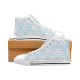 White cute pomeranian pattern Men's High Top Canvas Shoes White