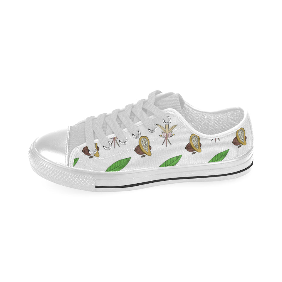 Color hand drawn cacao pattern Men's Low Top Shoes White