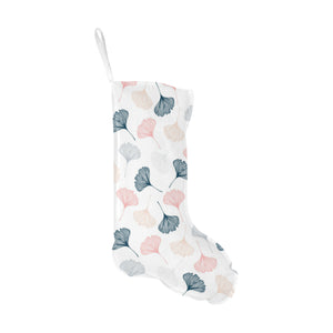 Black Gray Cream coral ginkgo leaves pattern Christmas Stocking