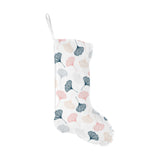 Black Gray Cream coral ginkgo leaves pattern Christmas Stocking