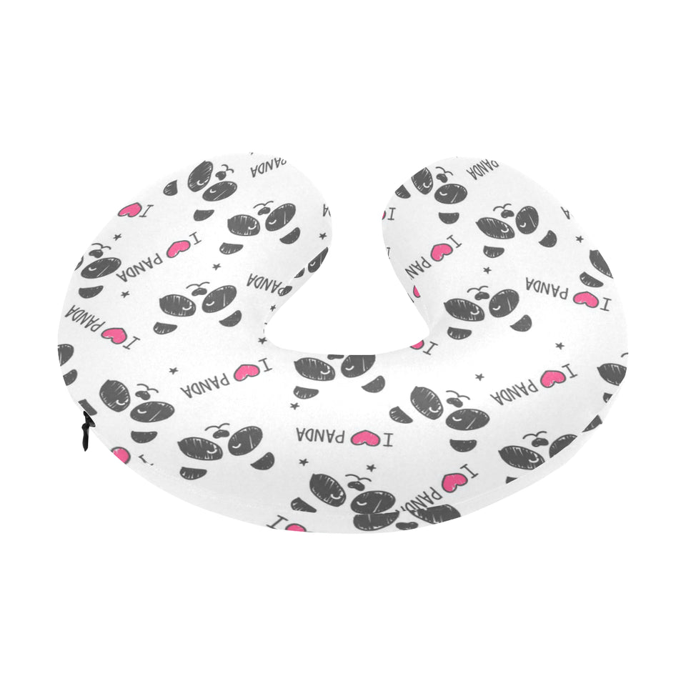 Hand Drawn faces of pandas pattern U-Shaped Travel Neck Pillow
