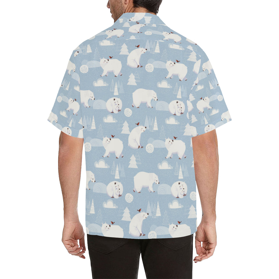 Cute polar bears Christmas decoration pattern Men's All Over Print Hawaiian Shirt